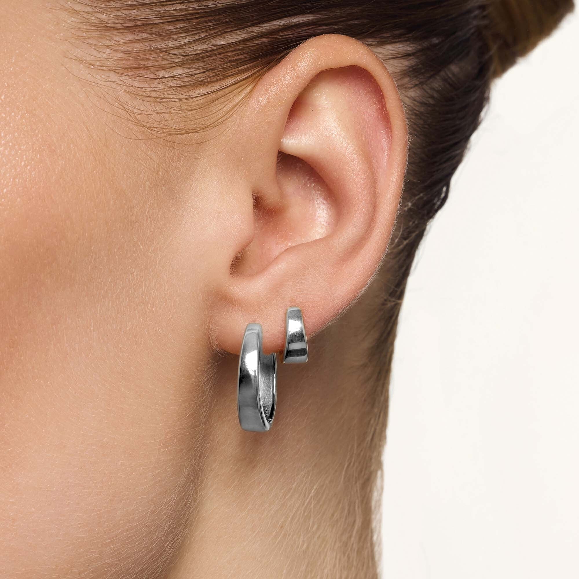 Gia White Gold Hoop Earrings