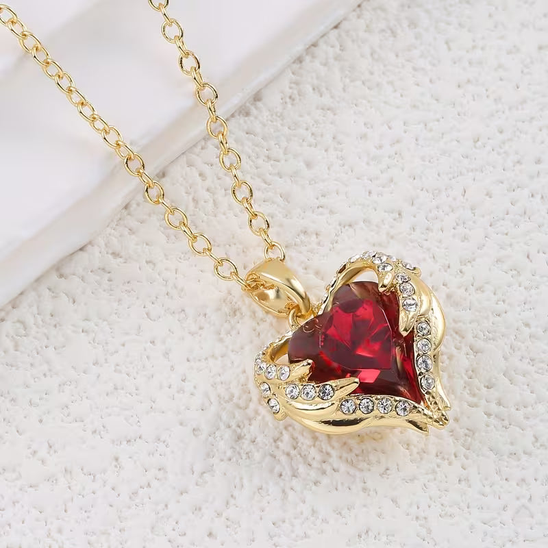 Annora Gold Ruby Heart Necklace