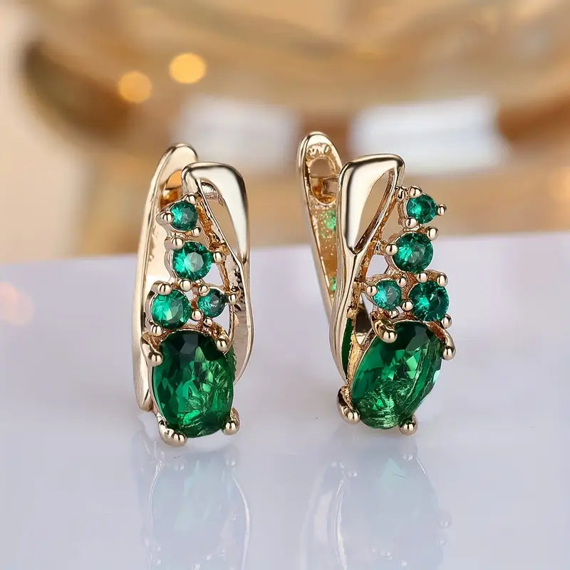 Thessaly Gold Emerald Earrings