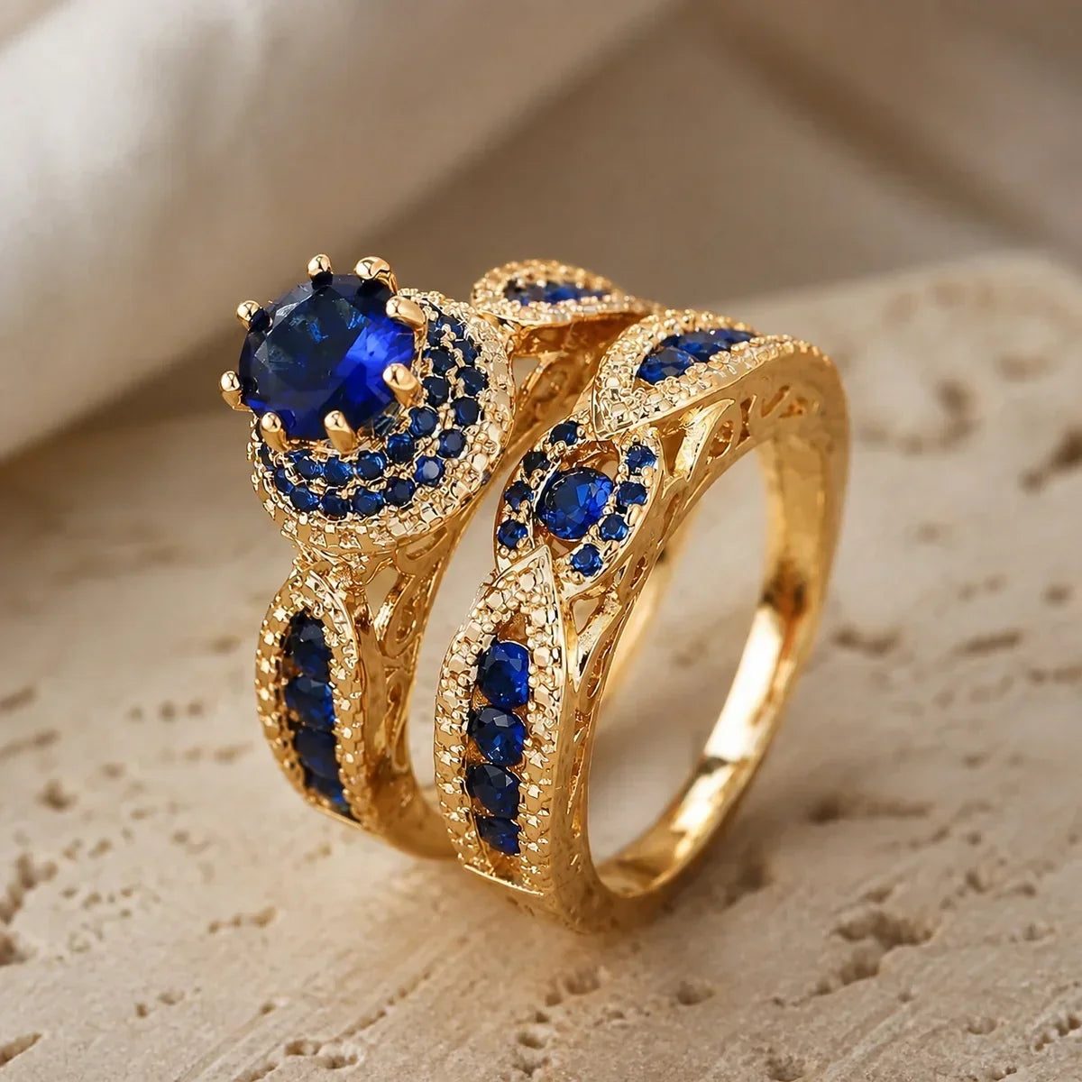 Bruna Gold Sapphire Set