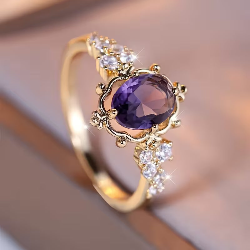 Ursula Gold Amethyst Ring