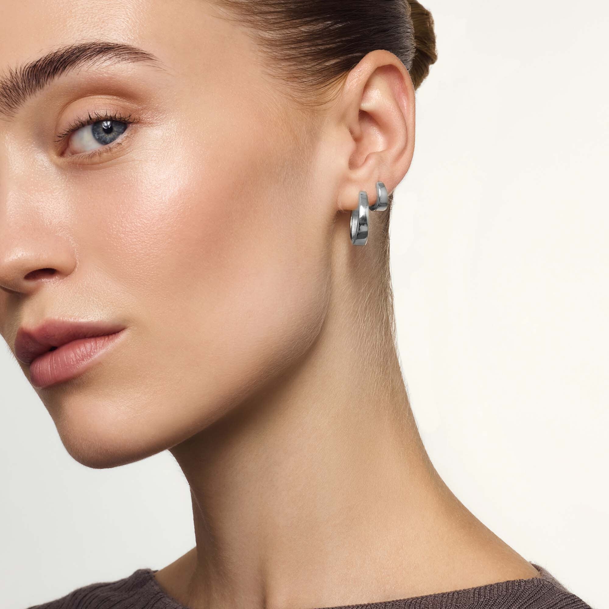 Gia White Gold Hoop Earrings