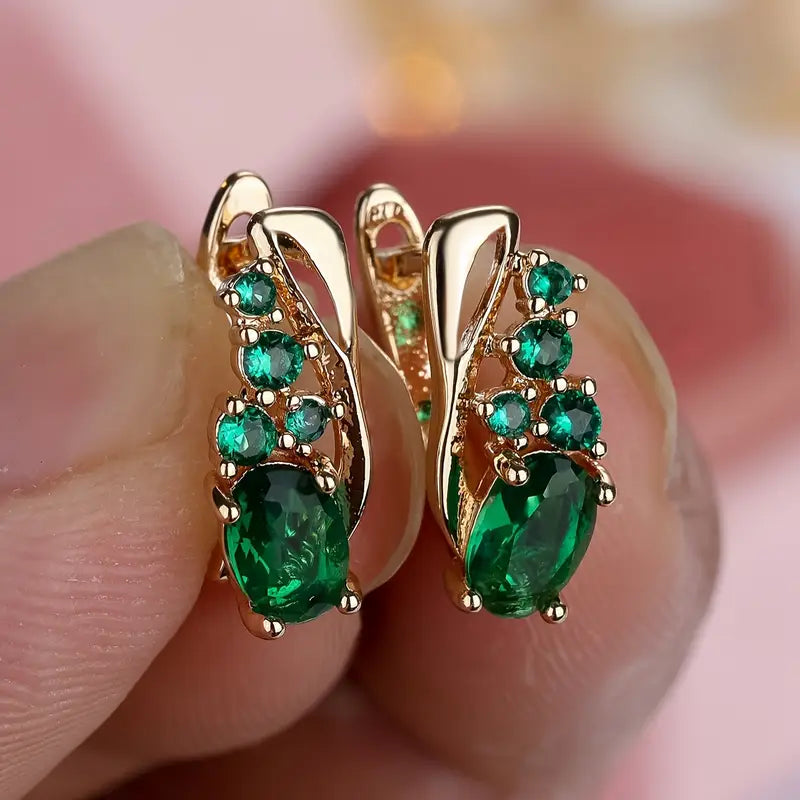 Thessaly Gold Emerald Earrings