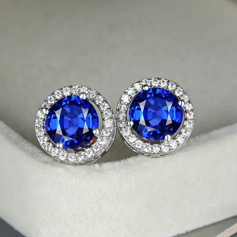 Lúcia White Gold Sapphire Earrings