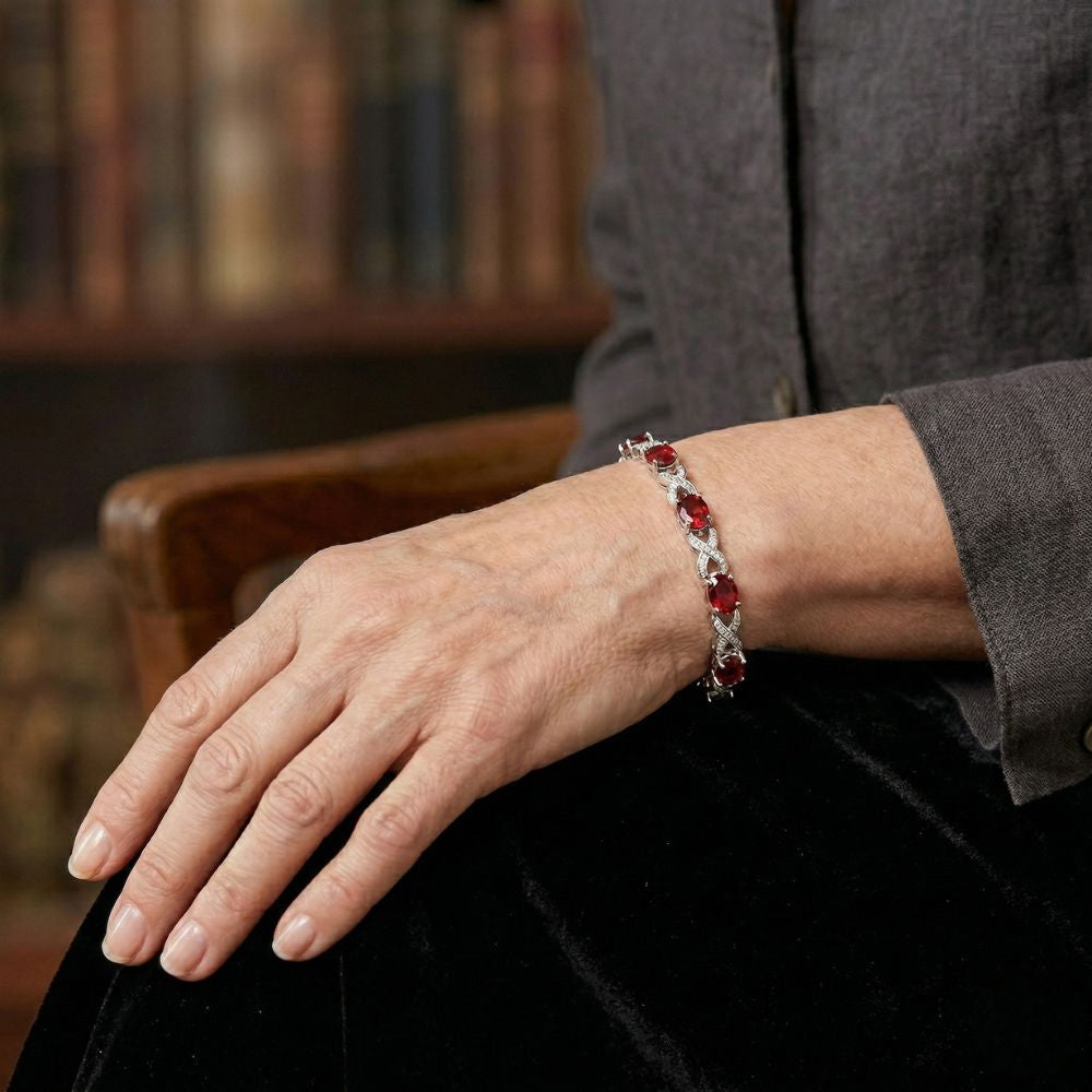 Alendra White Gold Ruby Bracelet