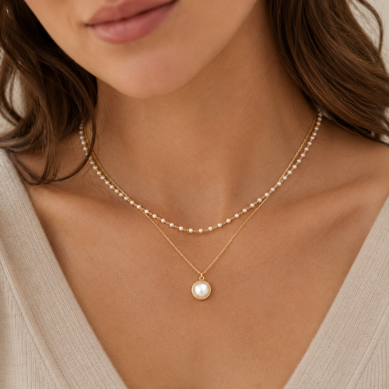 Adelina Gold Pearl Necklace