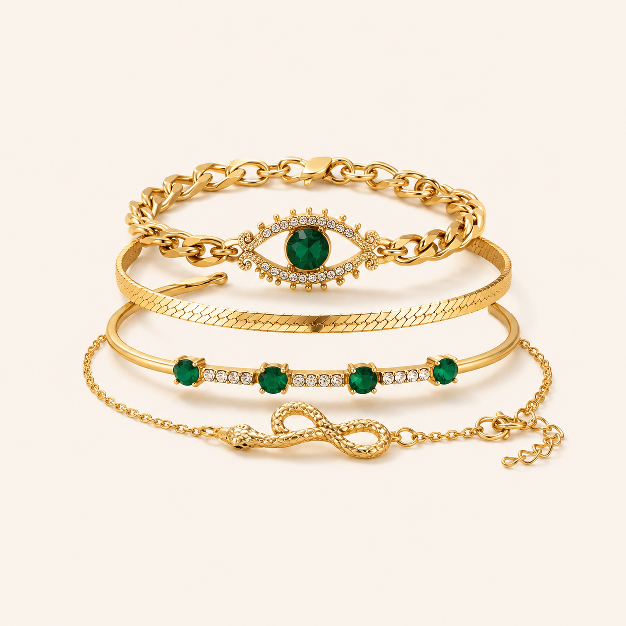 Kira Gold Emerald Set