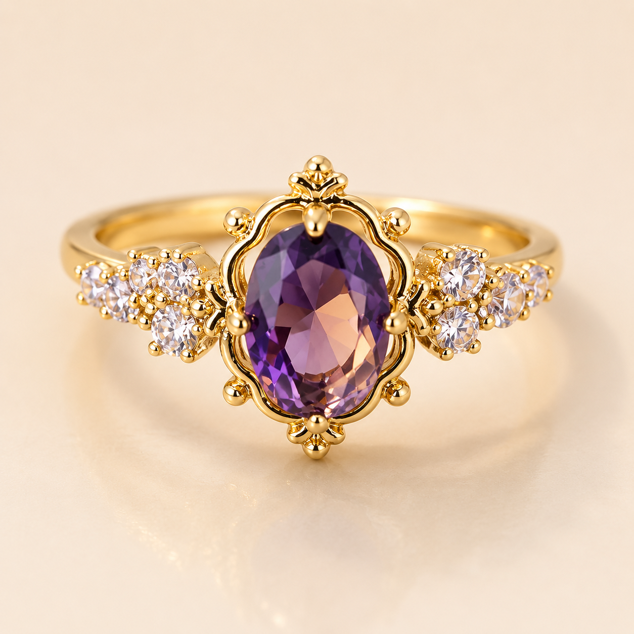 Ursula Gold Amethyst Ring