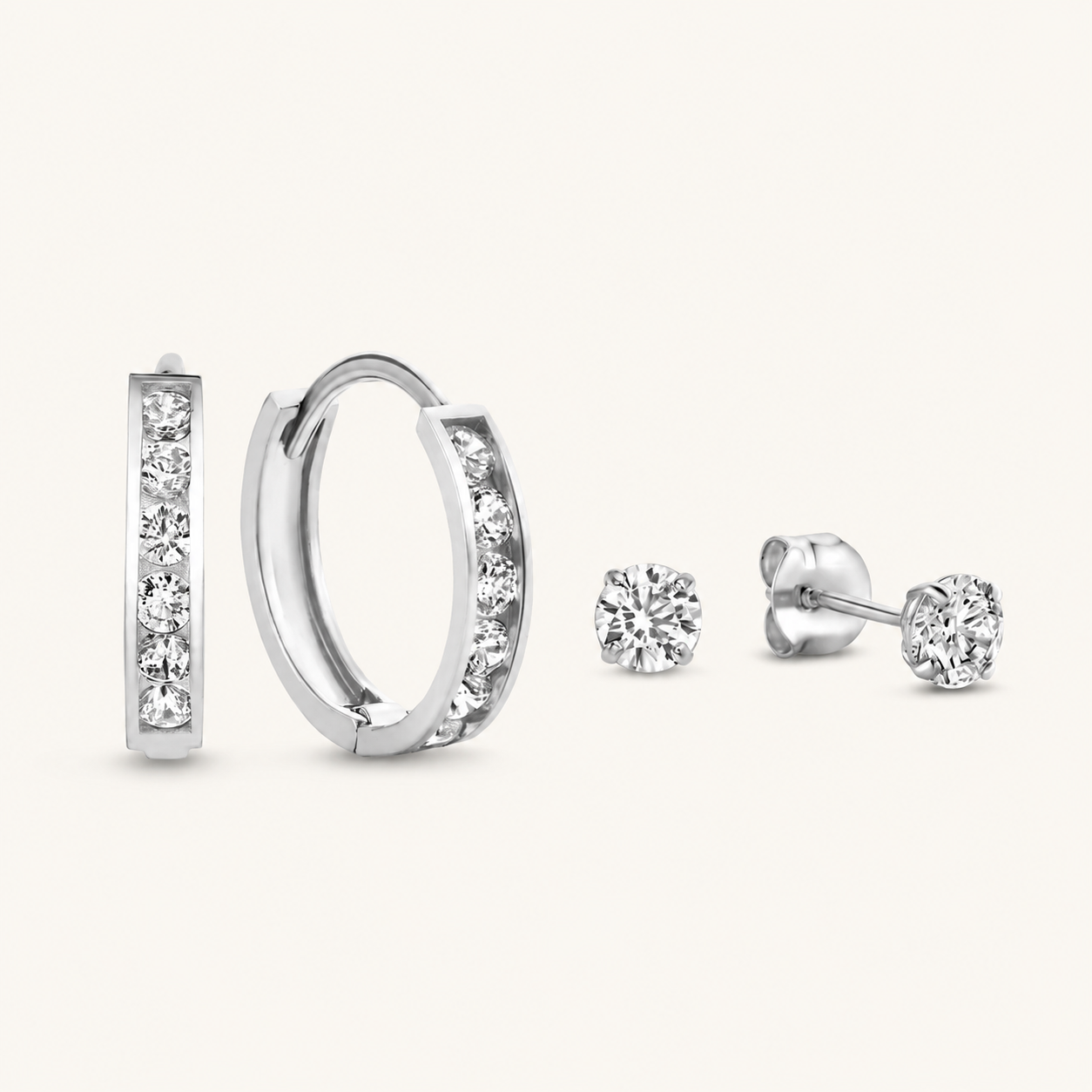 Dara White Gold Earrings Set