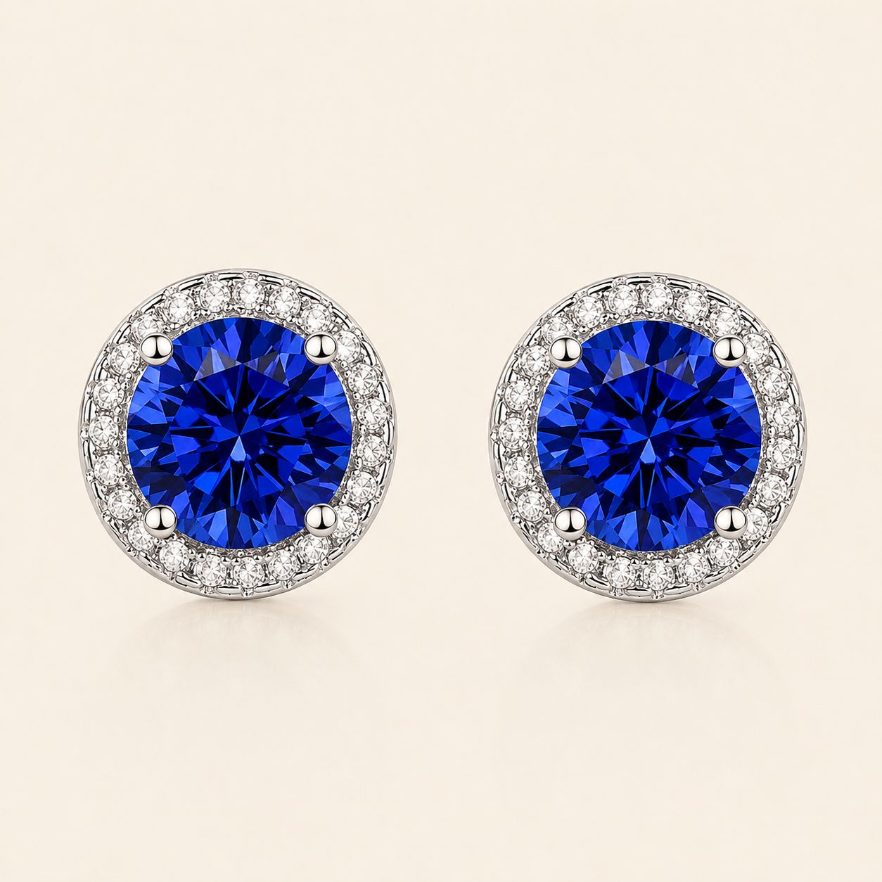 Lúcia White Gold Sapphire Earrings