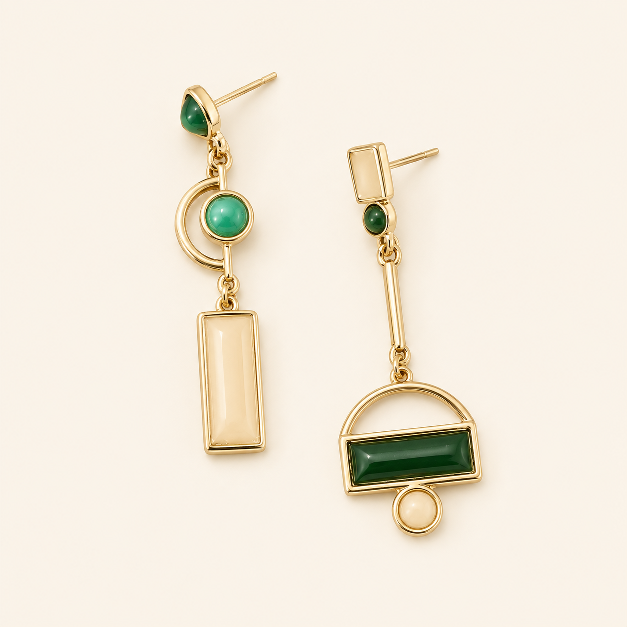 Selene Gold Emerald Earrings