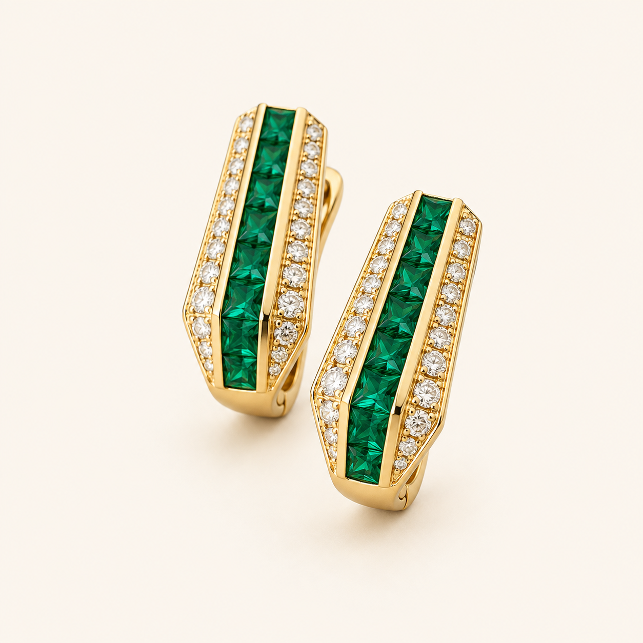 Lidia Gold Emerald Earrings