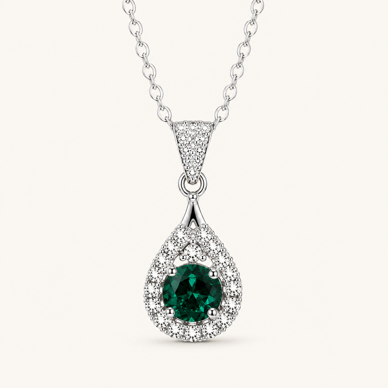 Alindra White Gold Emerald Necklace