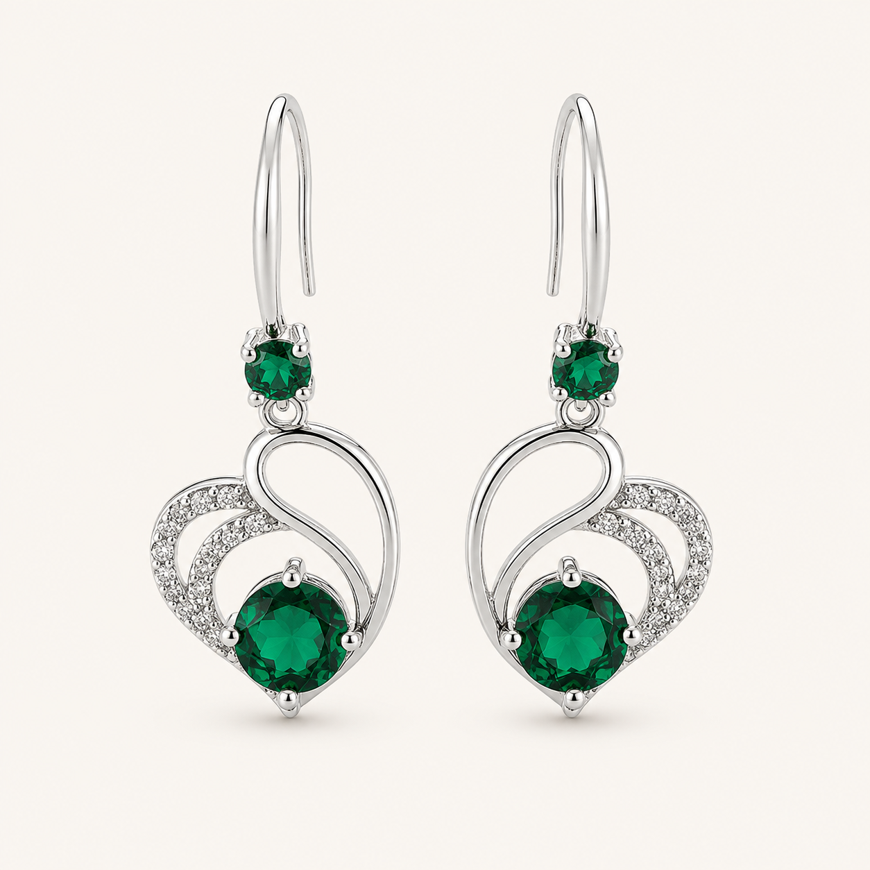 Seraphina White Gold Emerald Earrings