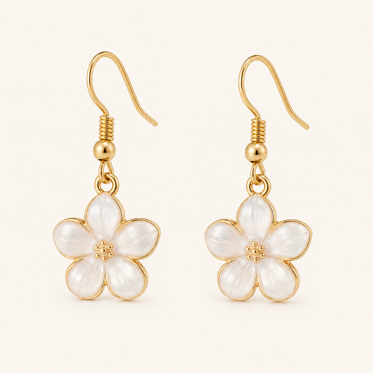 Gloria Gold Pearl Flower Earrings