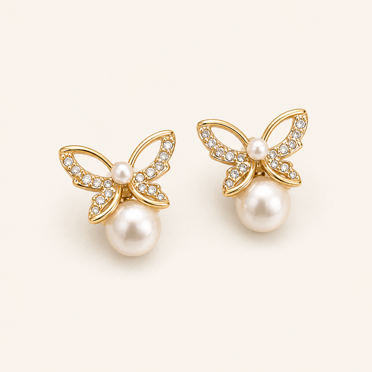 Giovanna Gold Pearl Butterfly Earrings