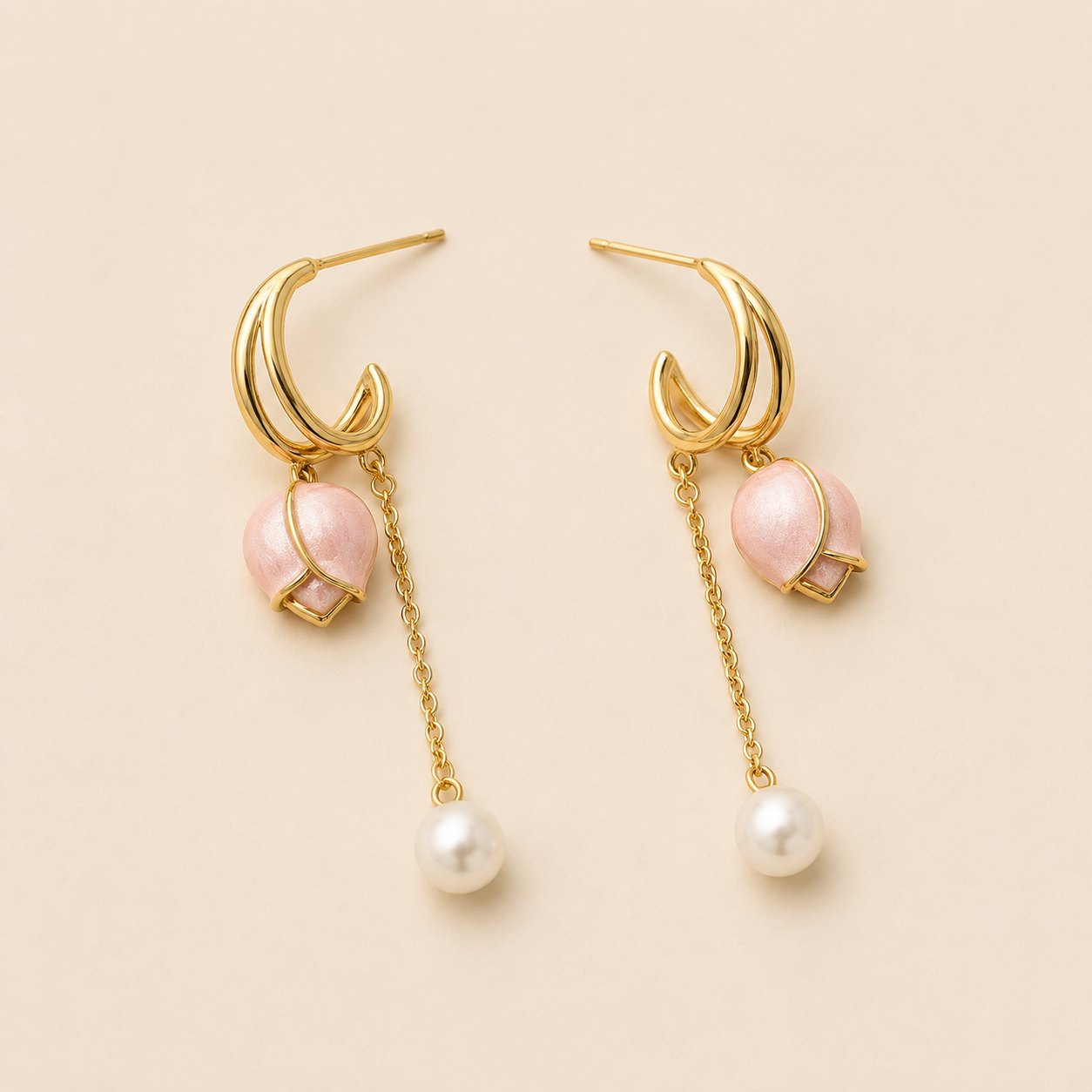 Talia Gold Pearl Earrings