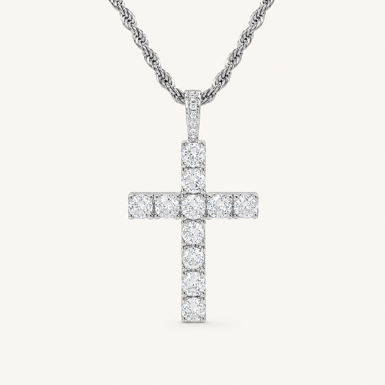 Anika White Gold Cross Necklace