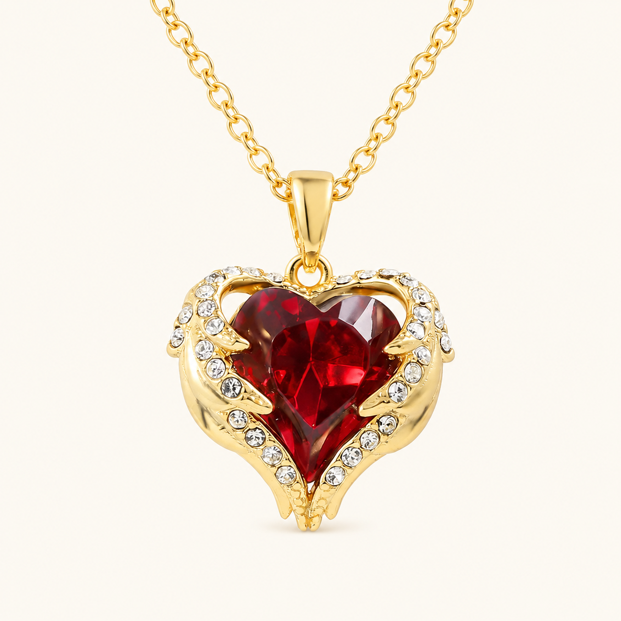 Annora Gold Ruby Heart Necklace