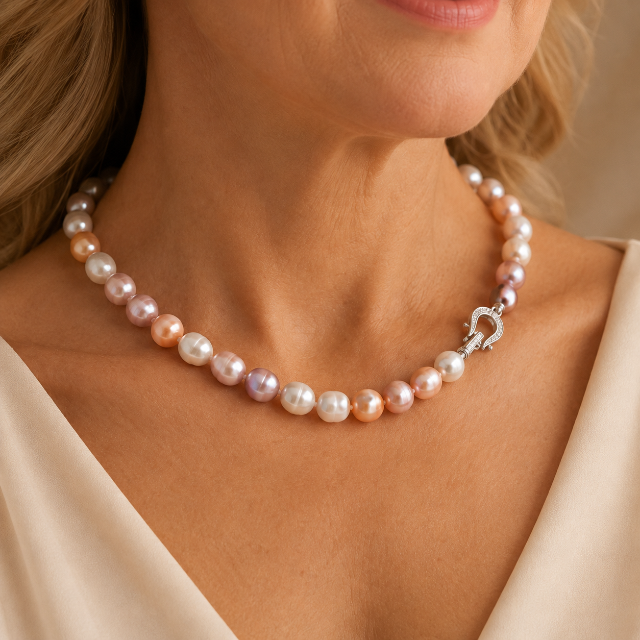 Felicia White Gold Pearl Necklace