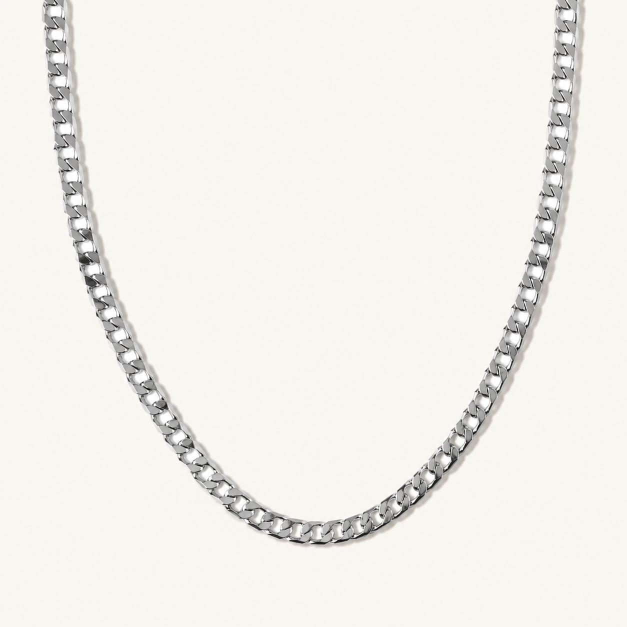 Flat White Gold Curb Necklace