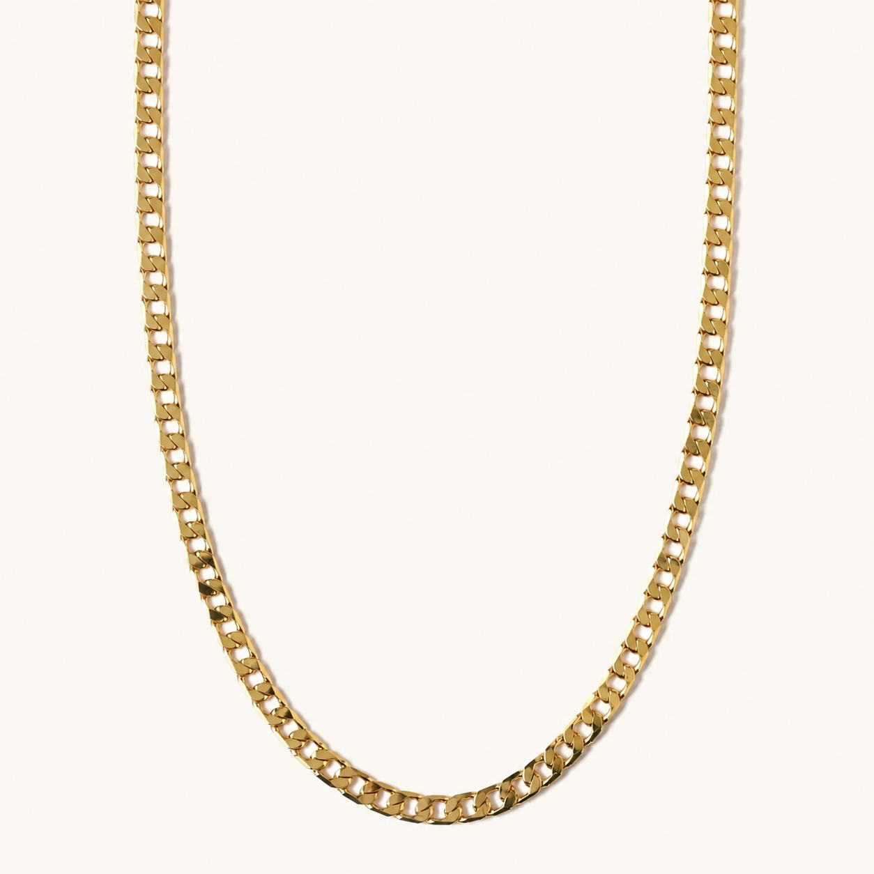 Flat White Gold Curb Necklace