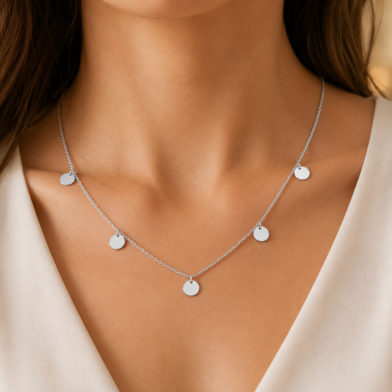 Lucy White Gold Circle Necklace