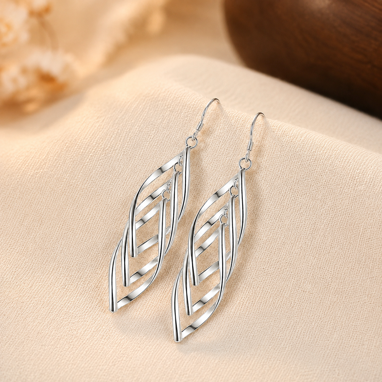 Magdalena White Gold Wave Earrings