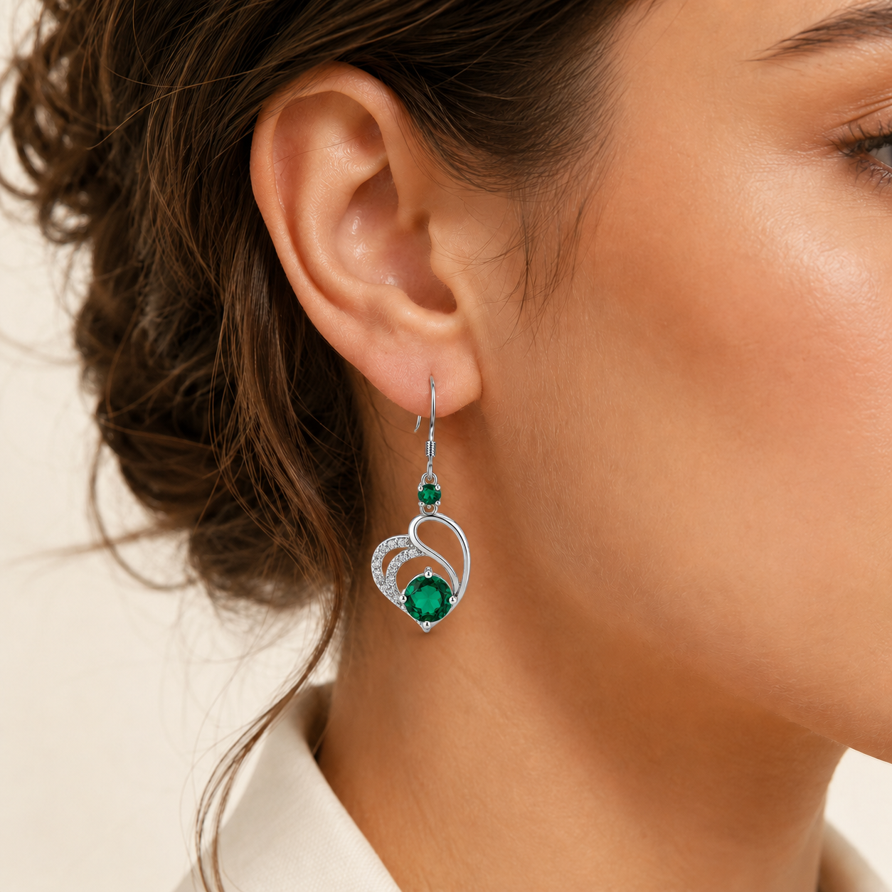 Seraphina White Gold Emerald Earrings