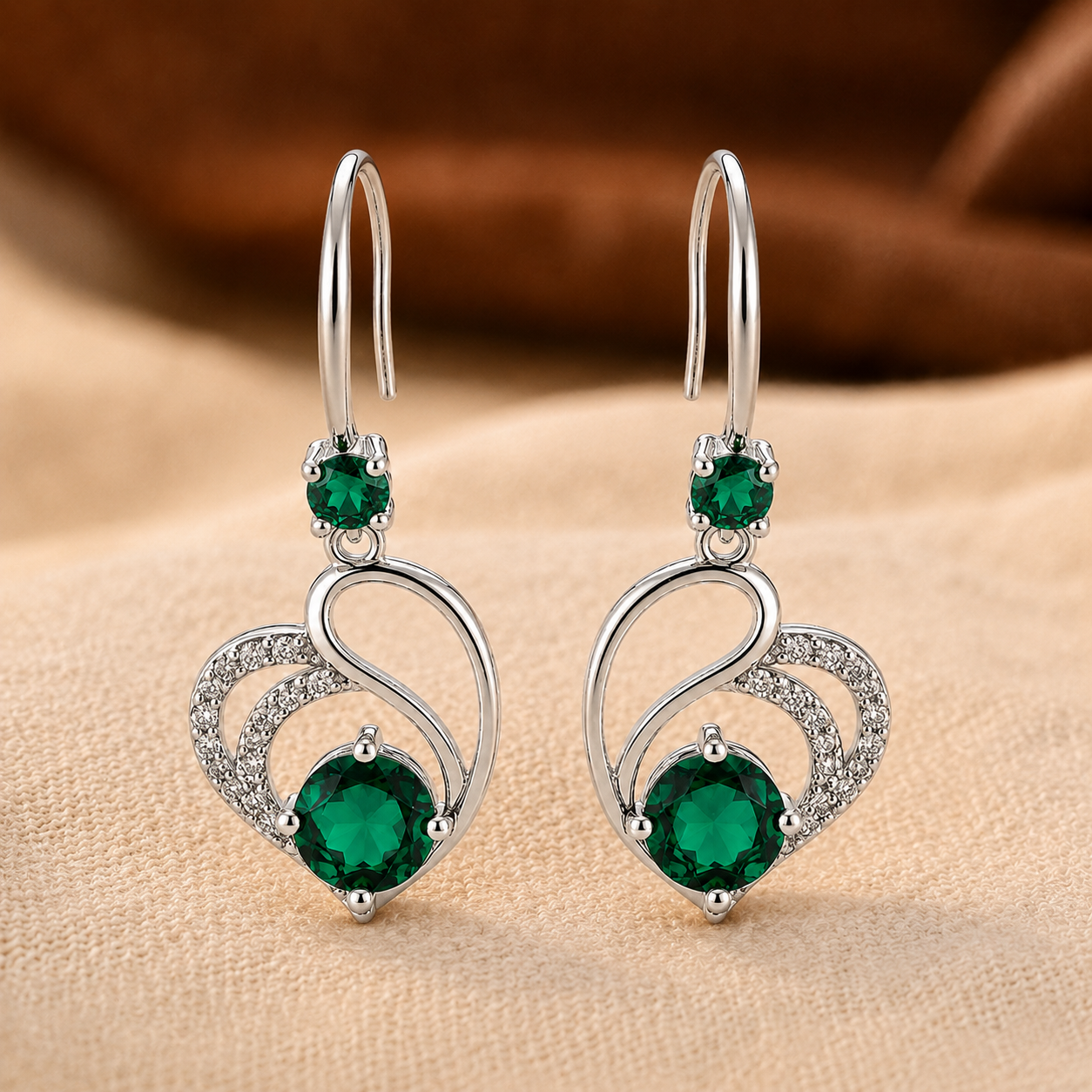 Seraphina White Gold Emerald Earrings