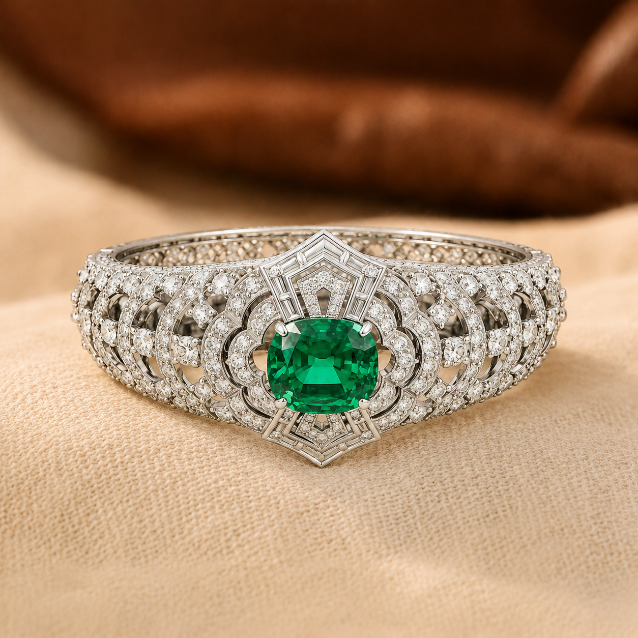 Lara White Gold Emerald Ring