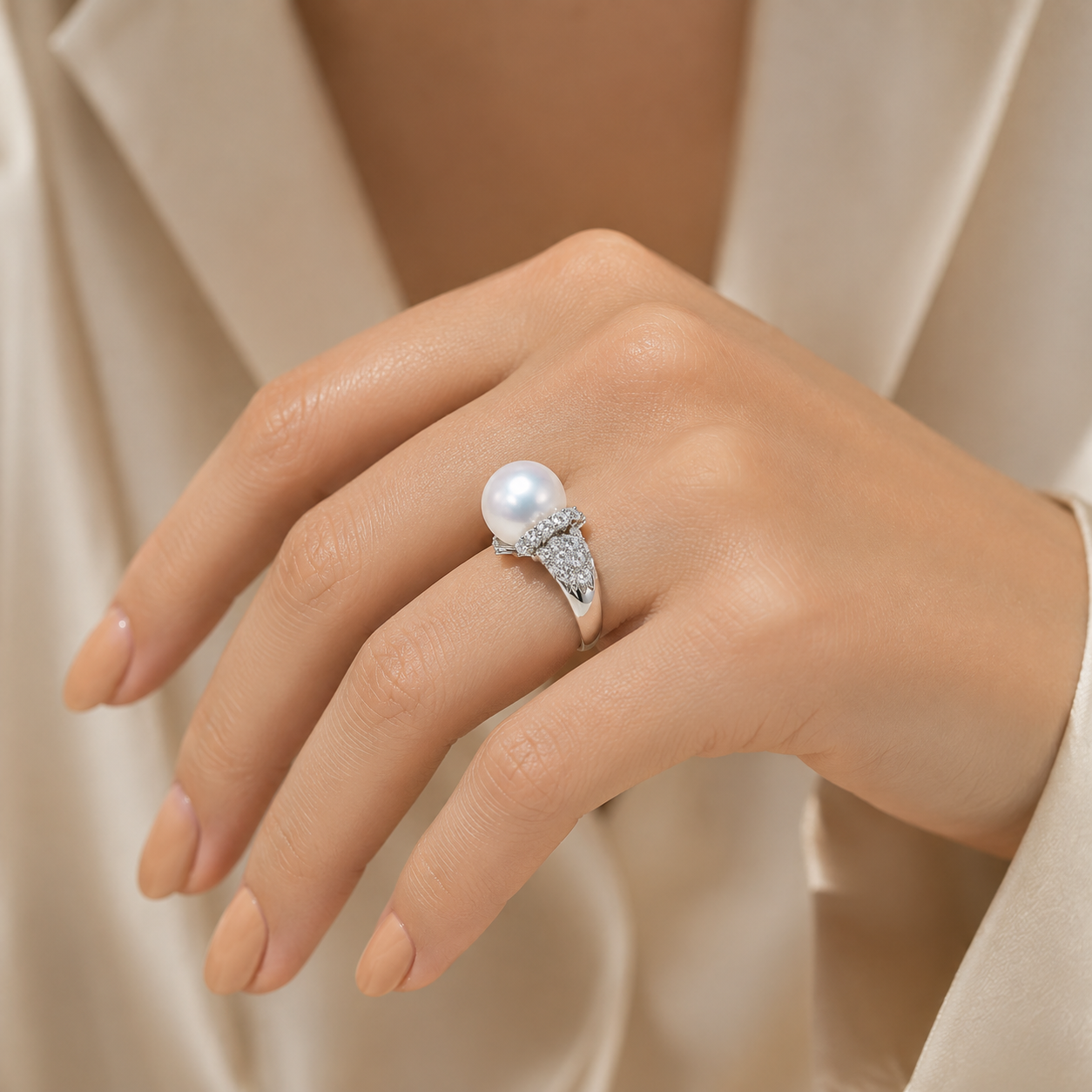 Henrietta White Gold Pearl Ring
