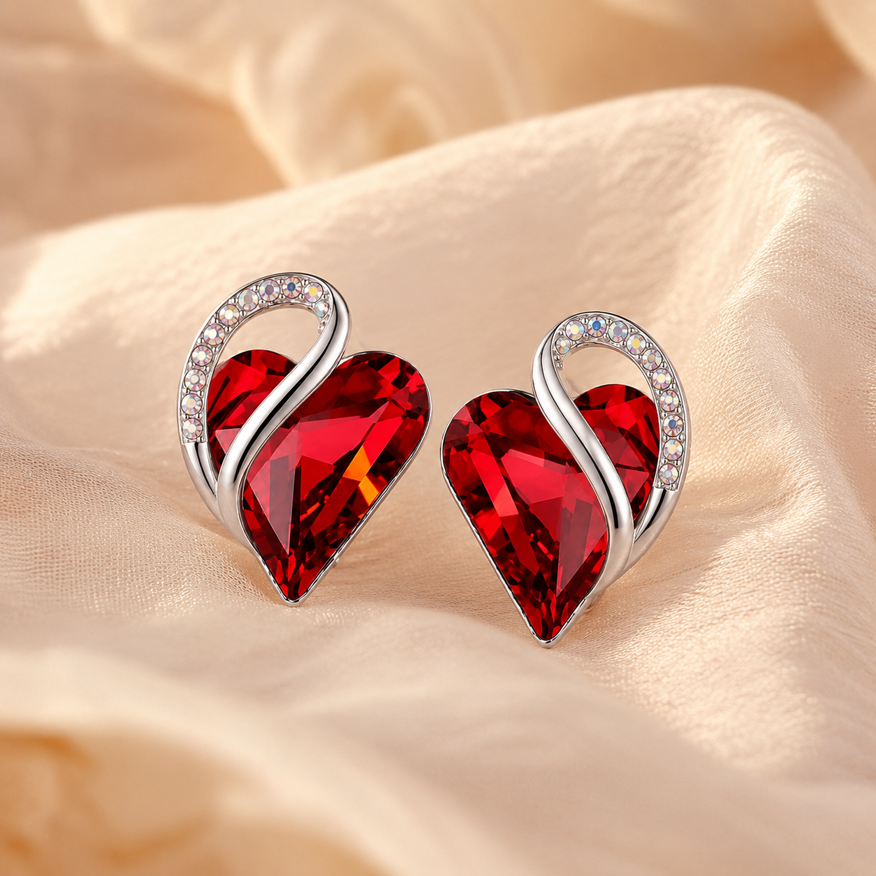 Elodie White Gold Ruby Earrings