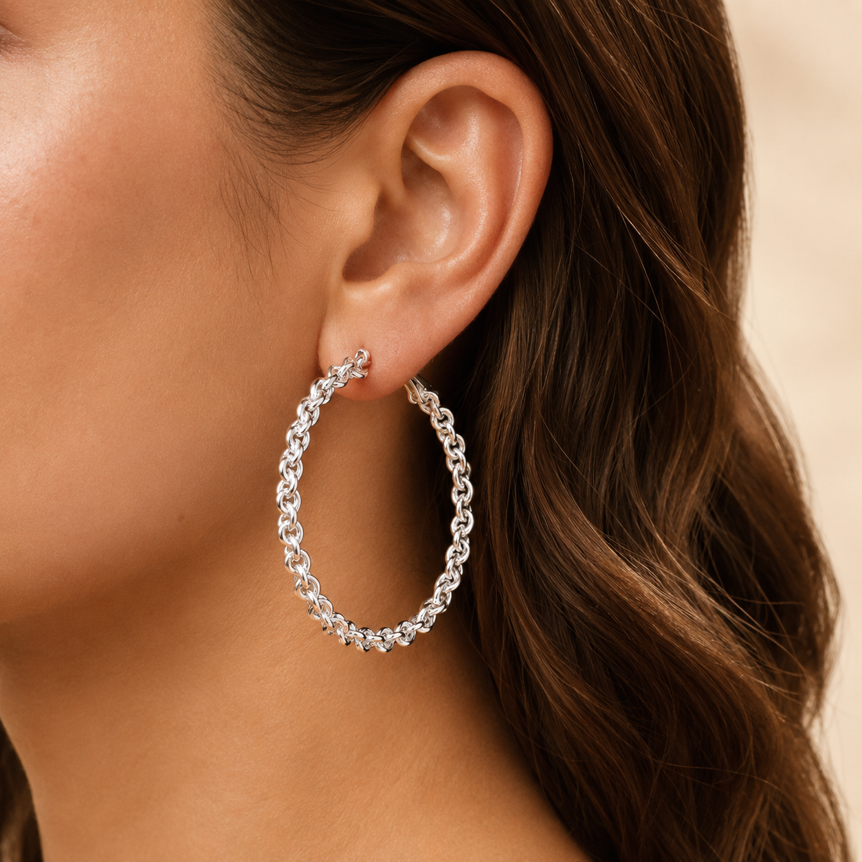 Clemence White Gold Chain Earrings