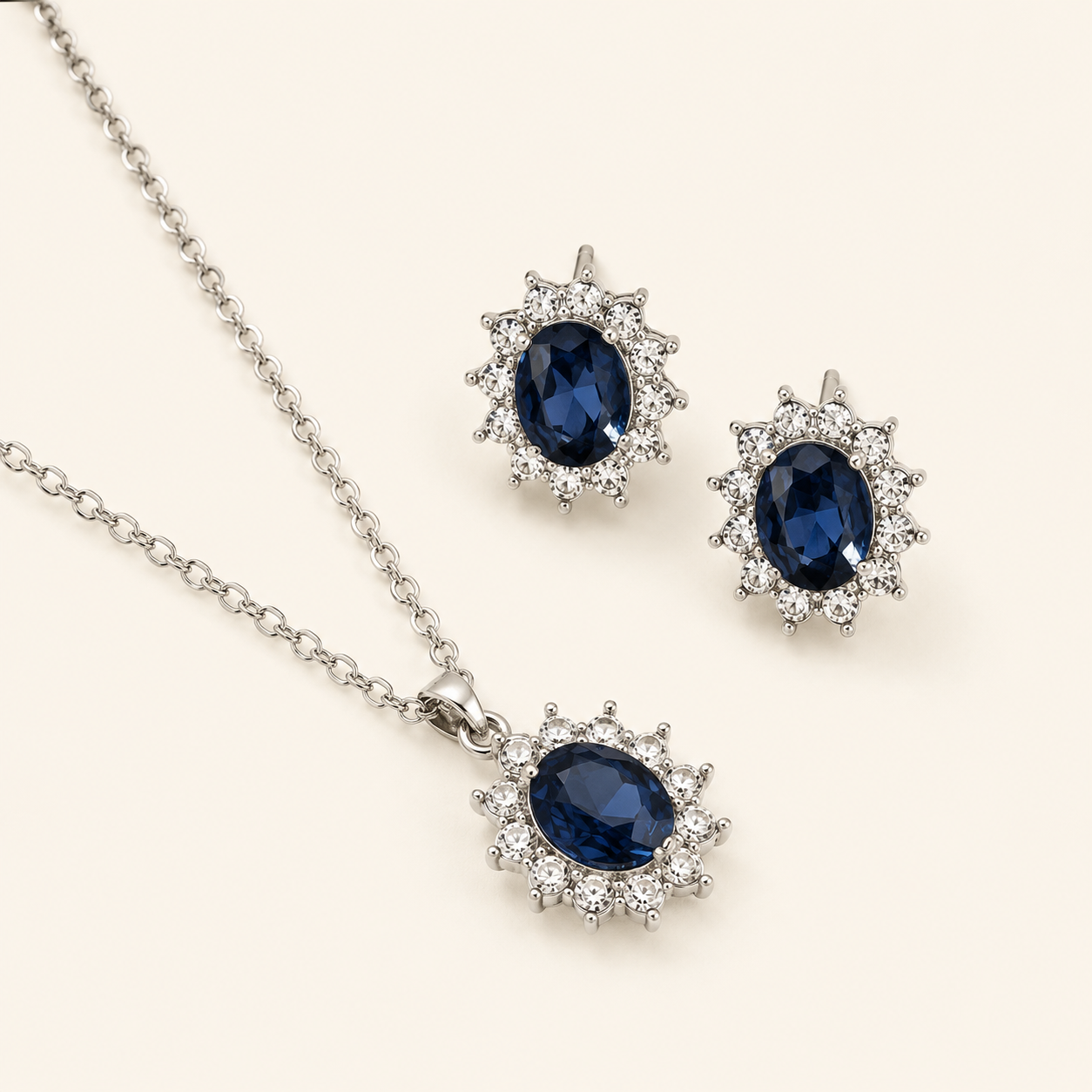 Anouk White Gold Sapphire Set