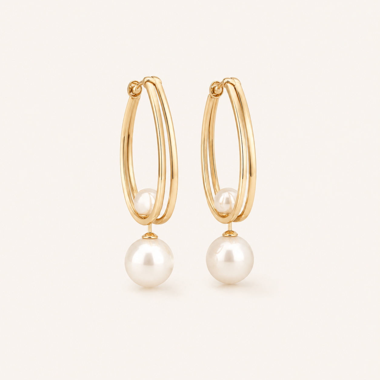 Kalinda Gold Pearl Earrings