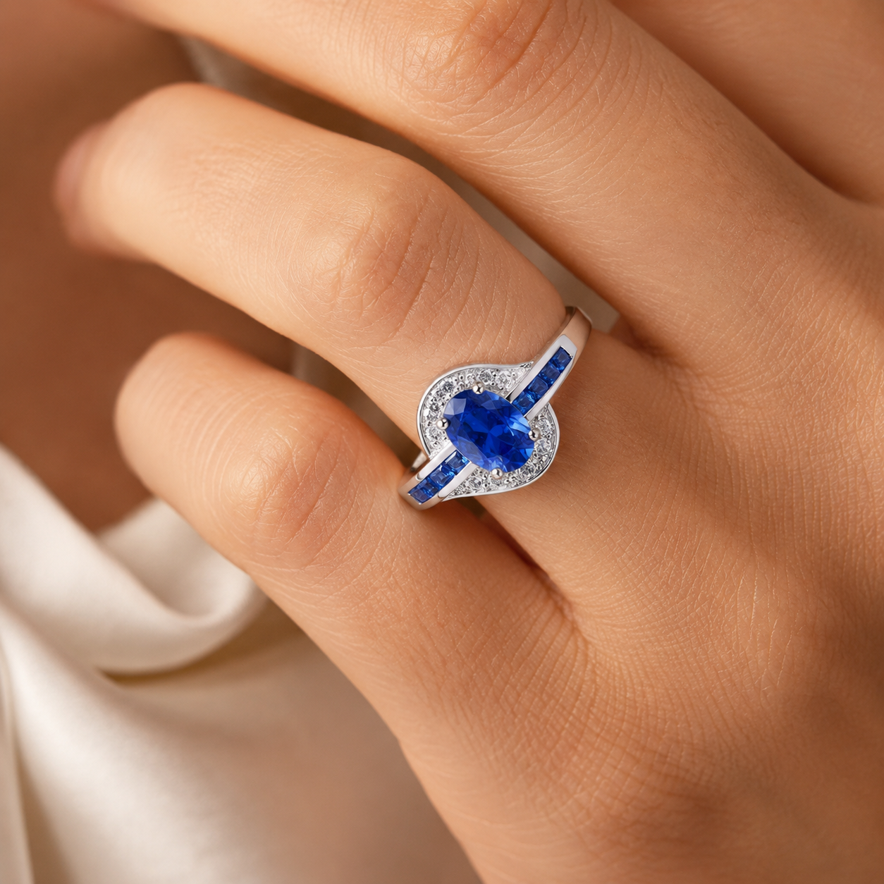 Nell White Gold Sapphire Ring
