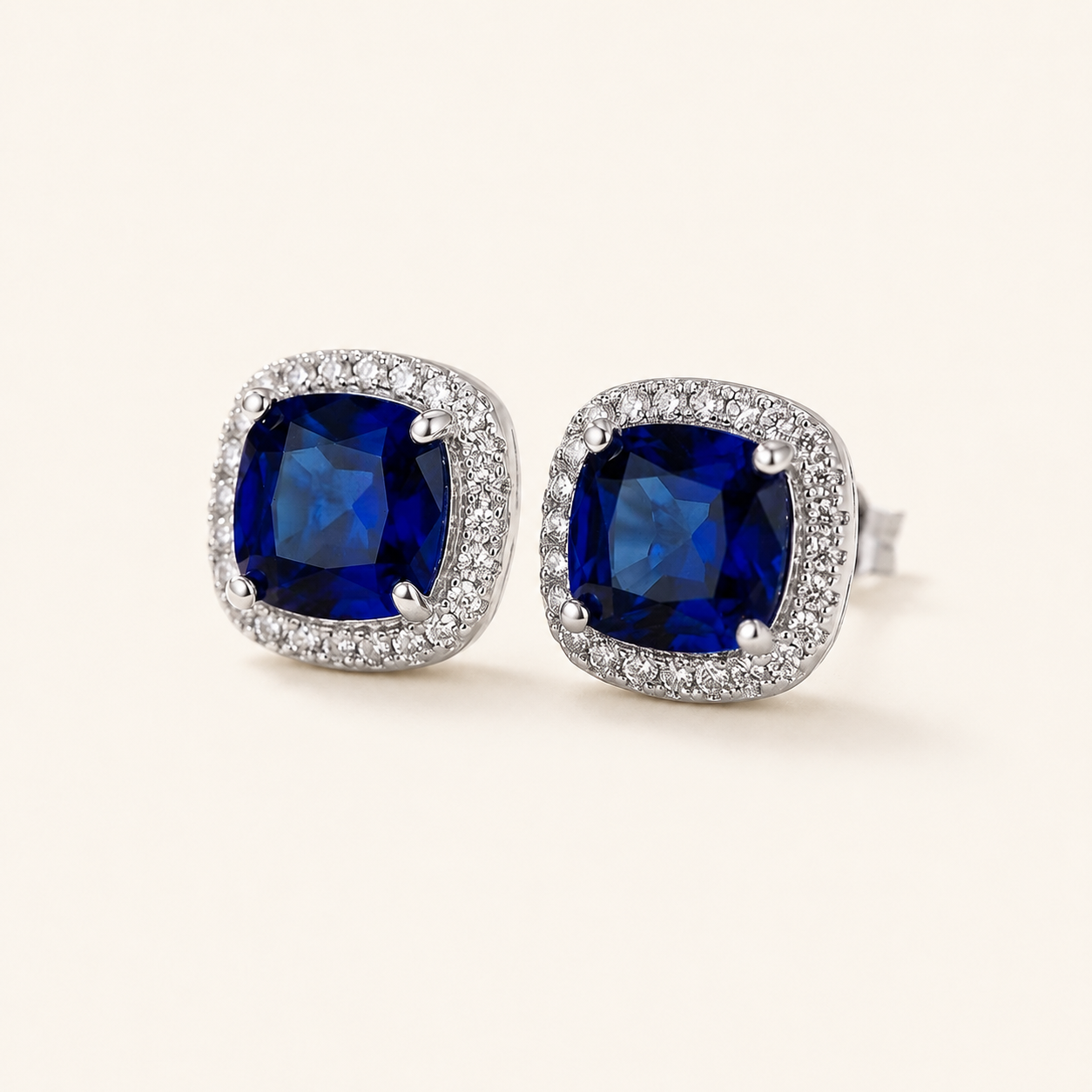 Helene White Gold Sapphire Earrings