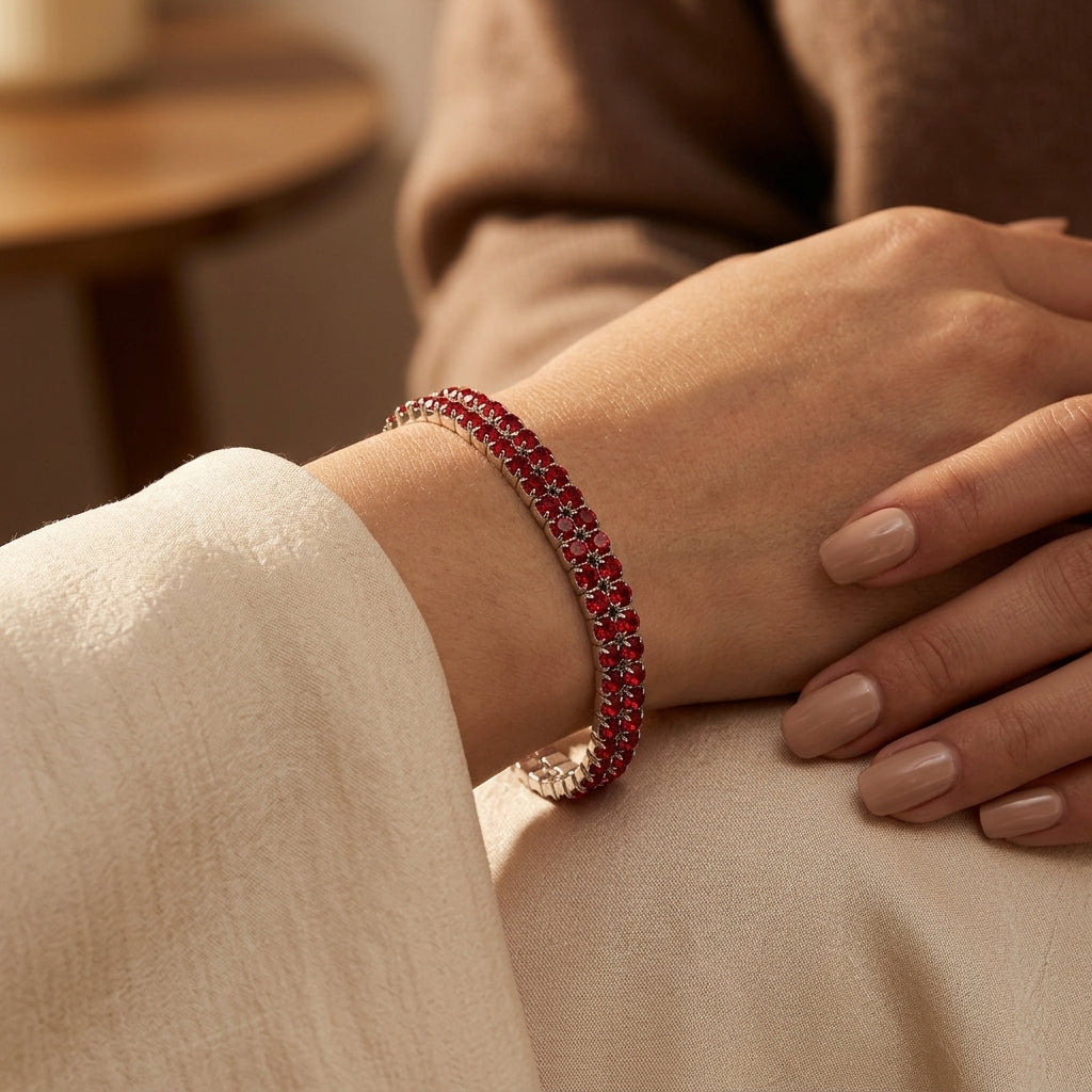 Alba White Gold Ruby Tennis
