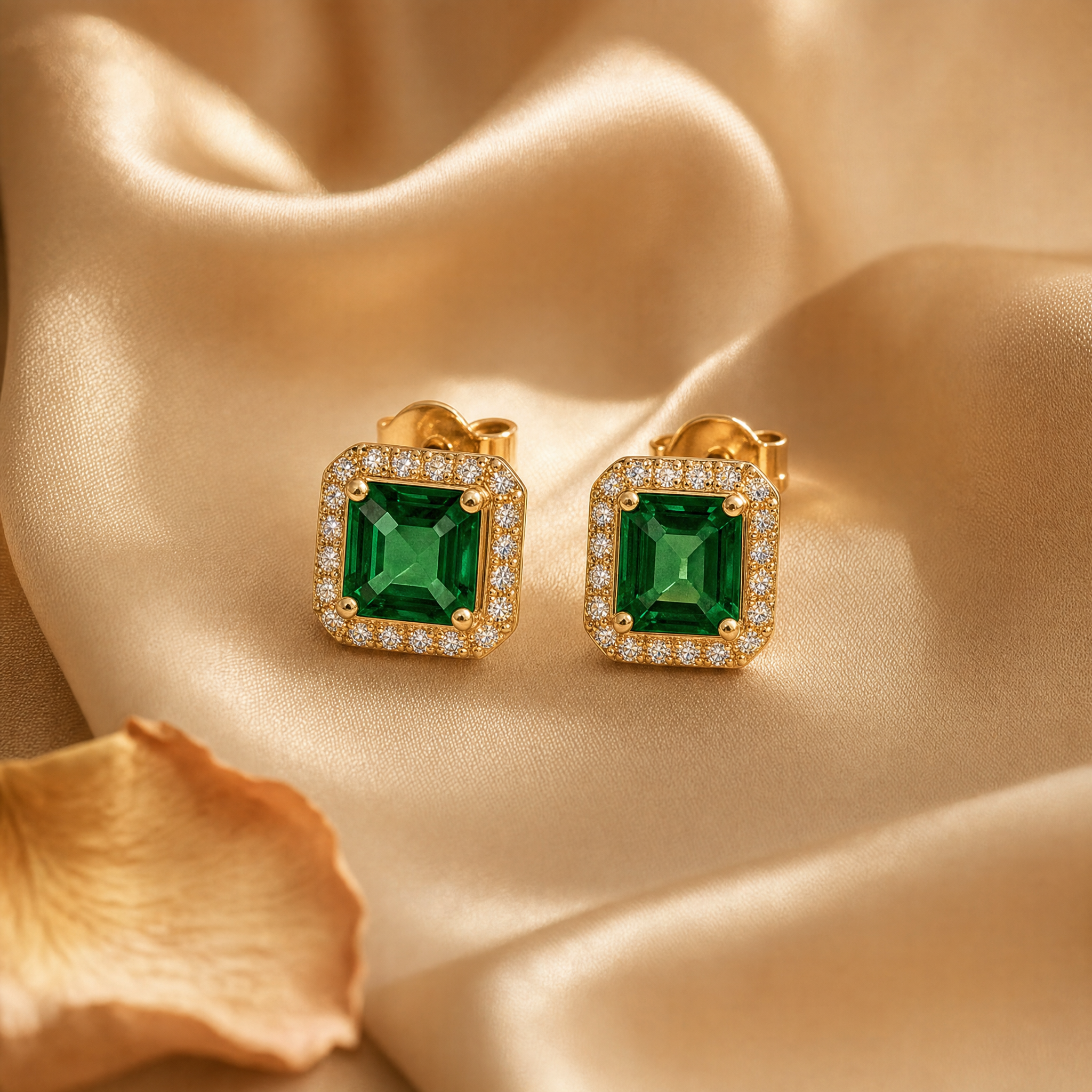 Adele Gold Emerald Earrings