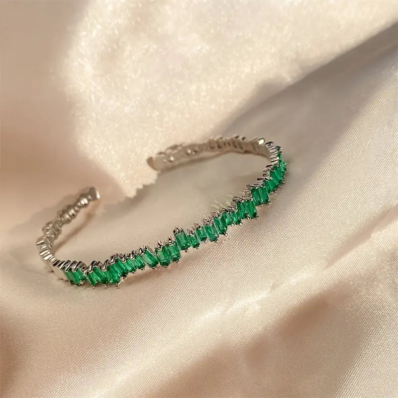 Milena White Gold Emerald Bracelet