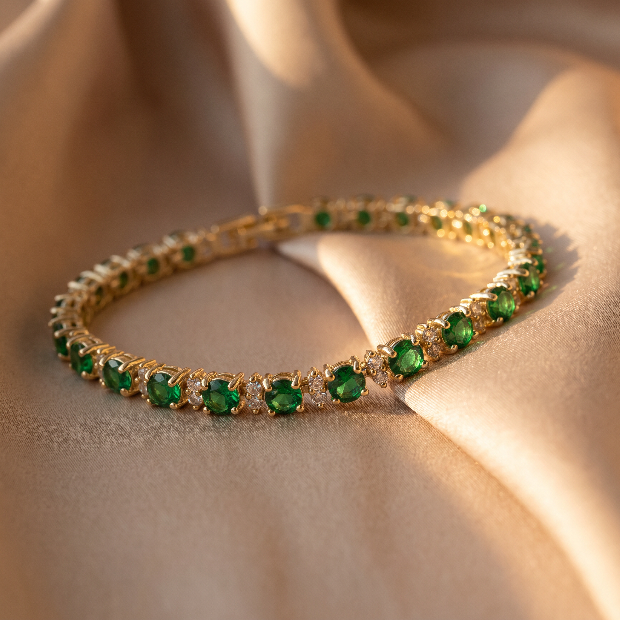 Halle Gold Emerald Bracelet