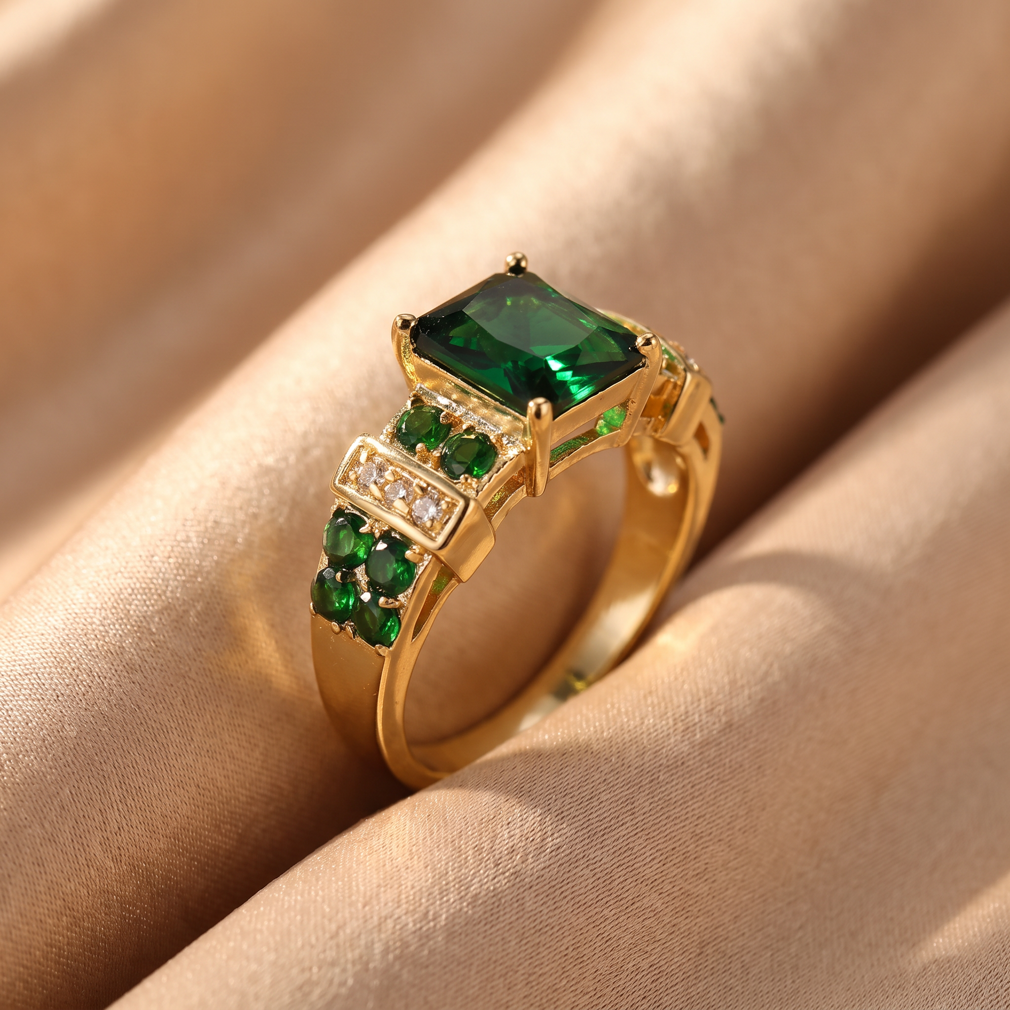 Gemma Gold Emerald Ring