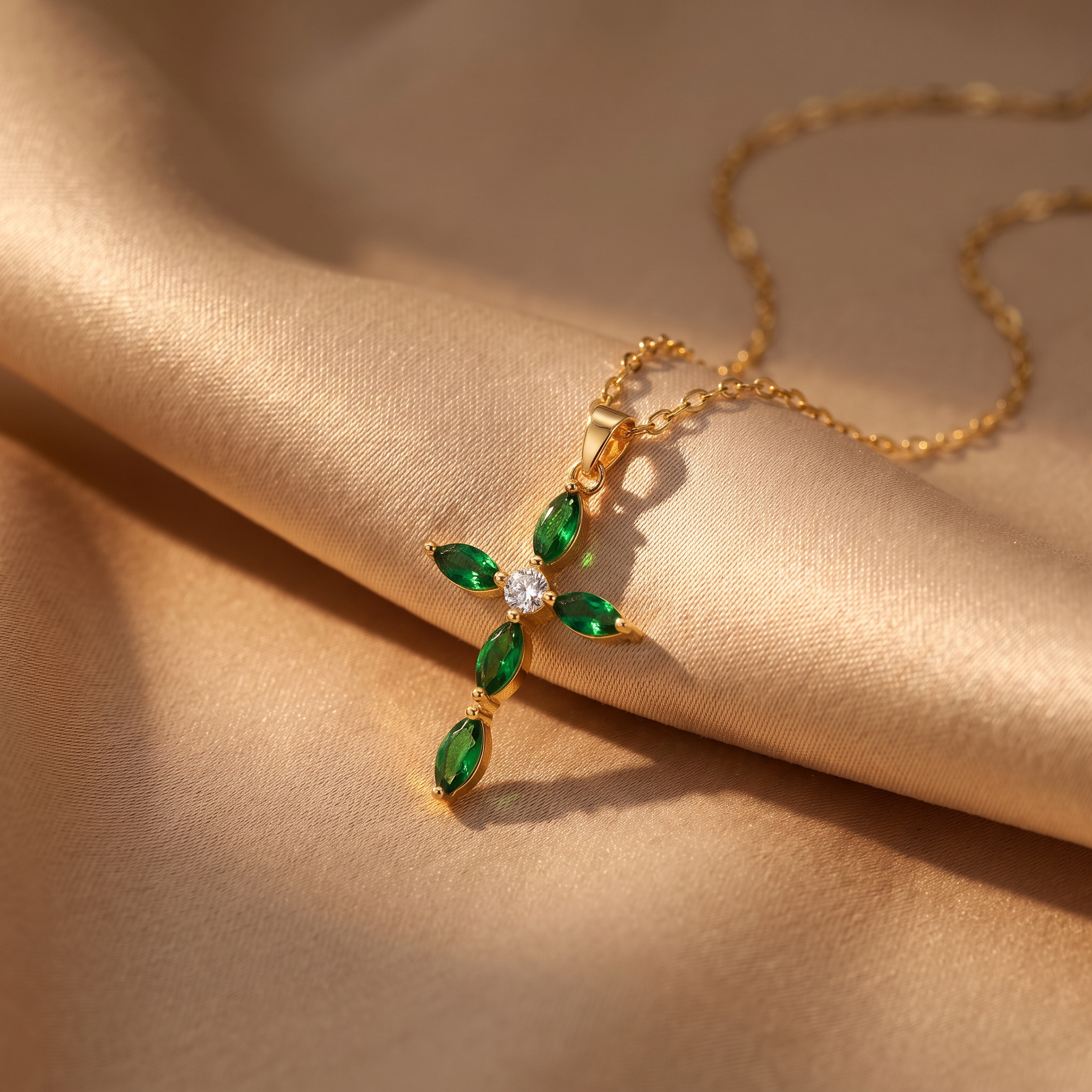 Grace Gold Emerald Necklace