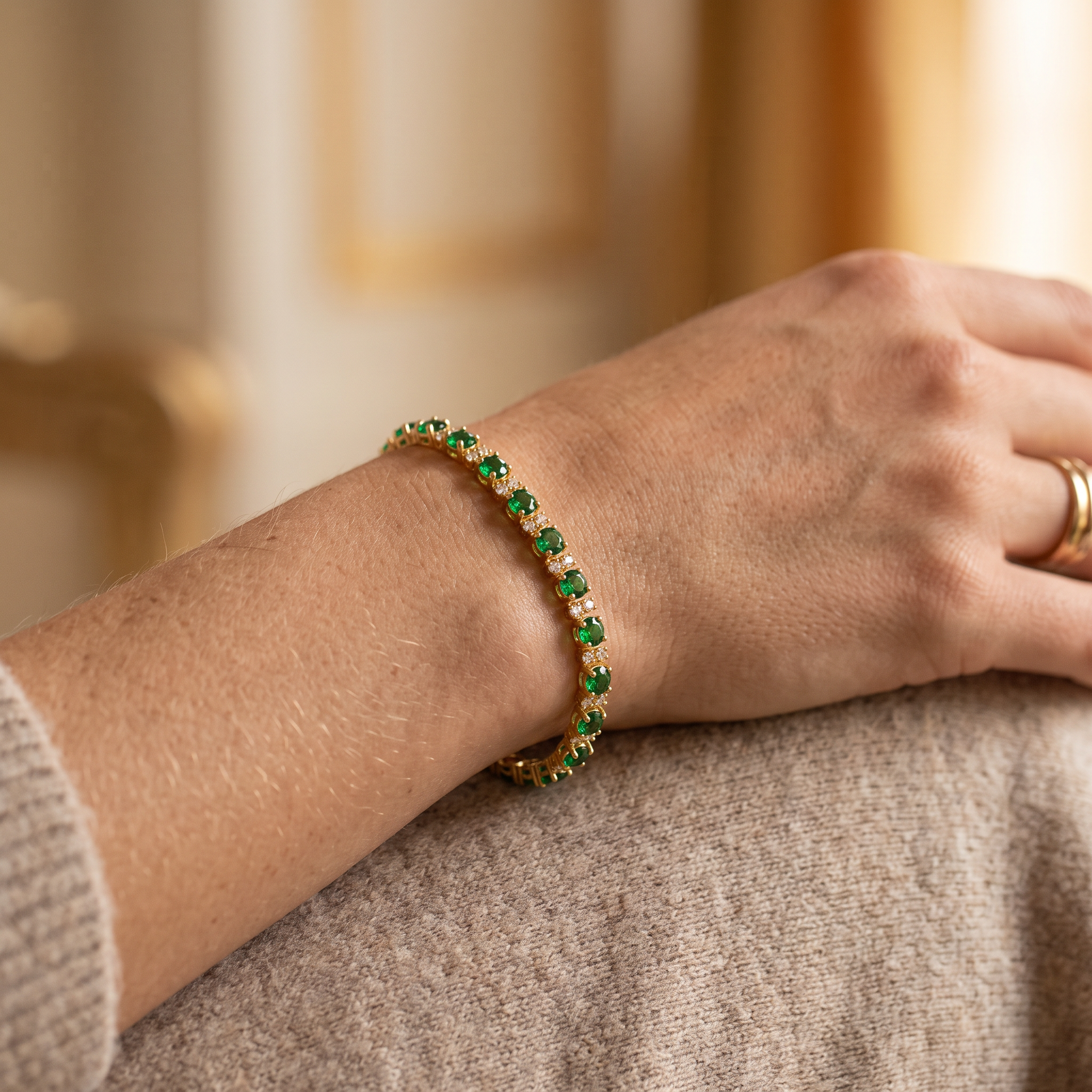 Halle Gold Emerald Bracelet