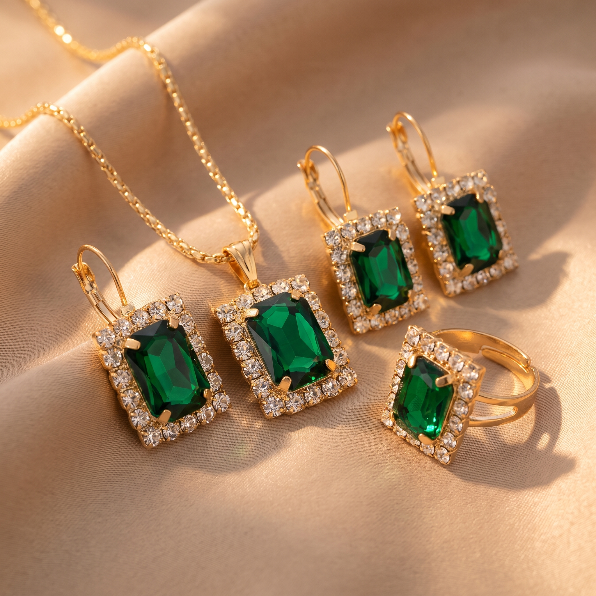 Hana Gold Emerald Set