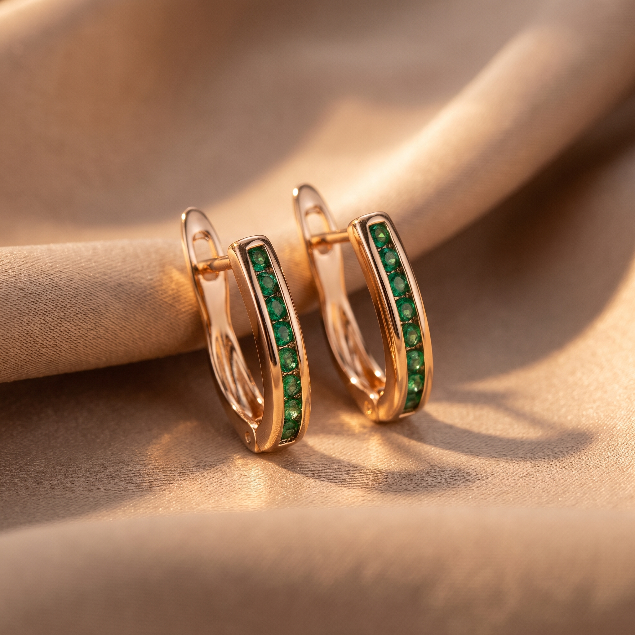 Imogen Gold Emerald Earrings