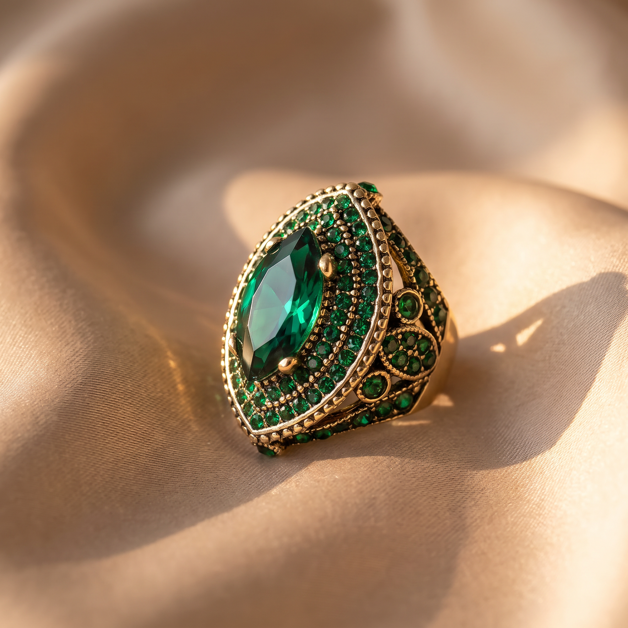 Iris Gold Emerald Ring