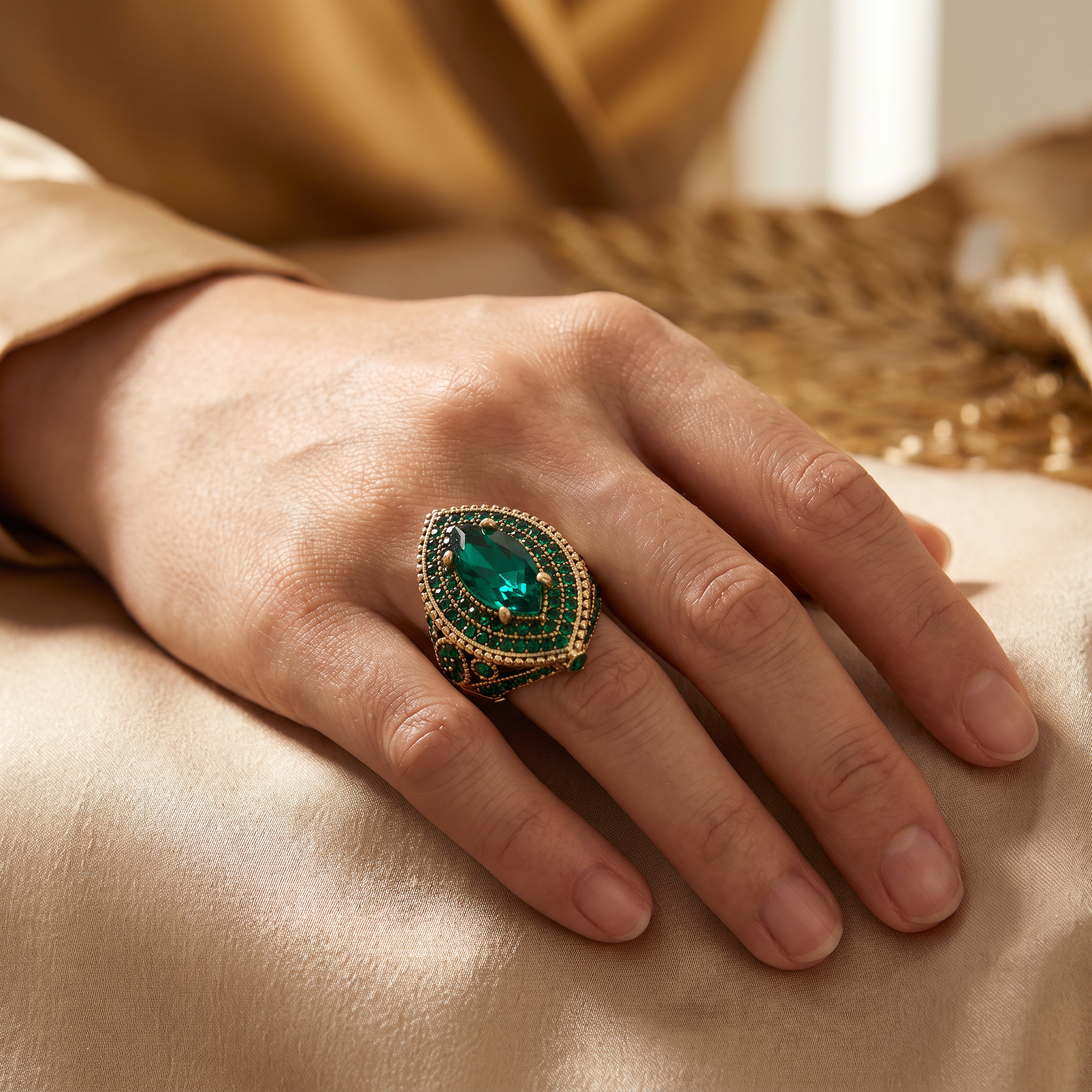 Iris Gold Emerald Ring