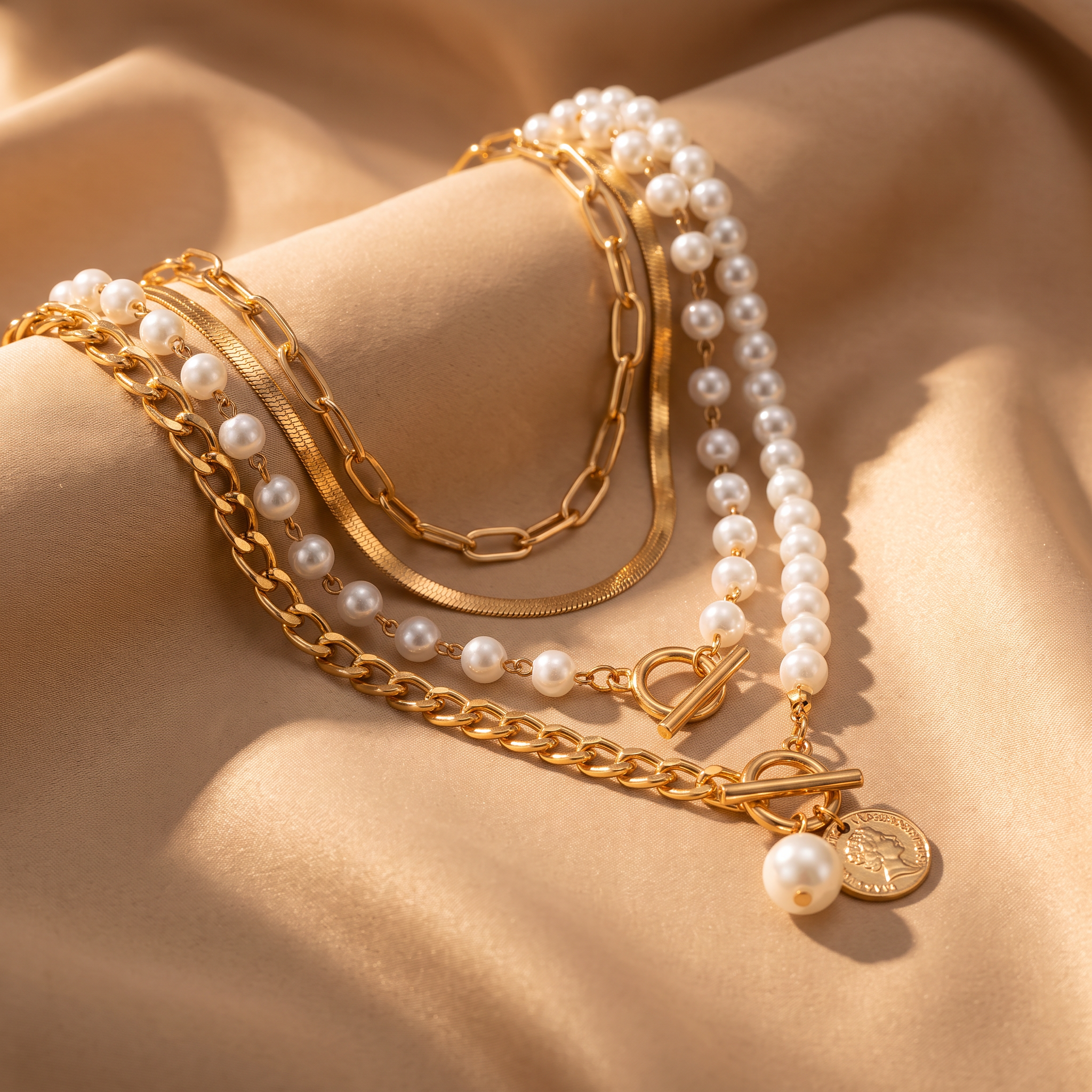 Ottavia Gold Pearl Necklace